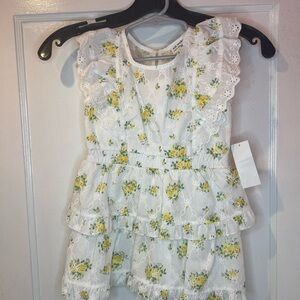 Knitworks White Dress with Yellow Floral Pattern